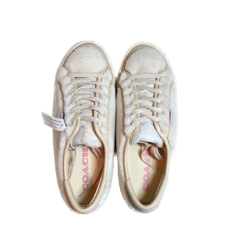 Coach Citysole Shearling Sherpa Platform Sneakers White and Cream Size 8 NWT - Picture 4 of 7